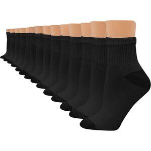 🆕 Women Black Cool Comfort Ankle Socks Soft Moisture-Wicking Ribbed Cuff Shoe
